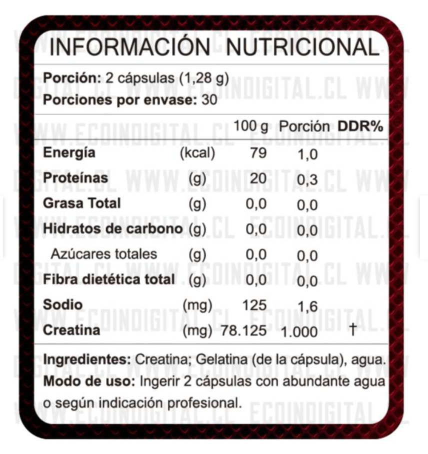 Creatina Monohidratada 500mg 60 Caps.