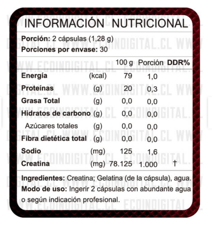 Creatina Monohidratada 500mg 60 Caps.