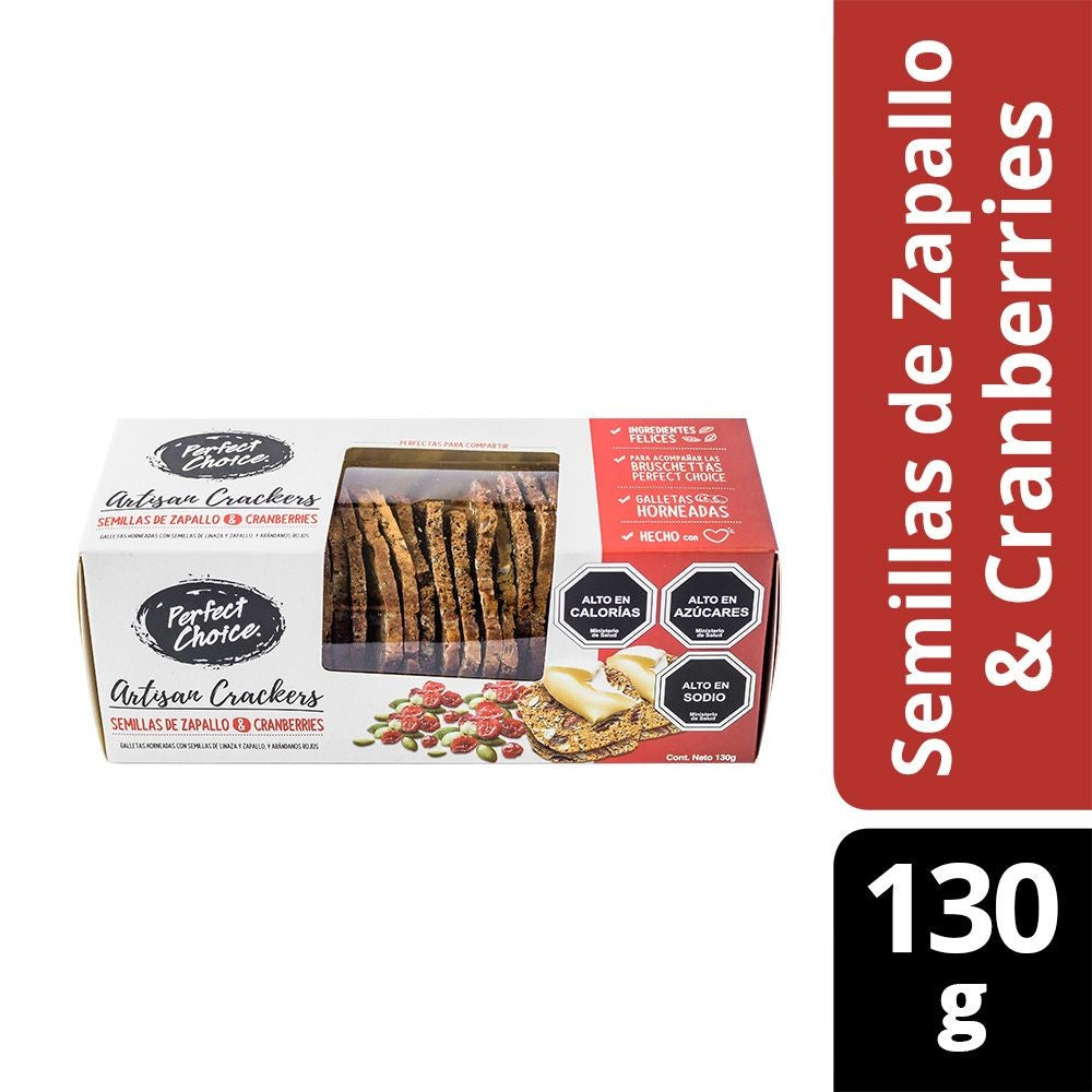 Perfect Choice - Galletas Artisan Crackers semillas de zapallo & cranberries