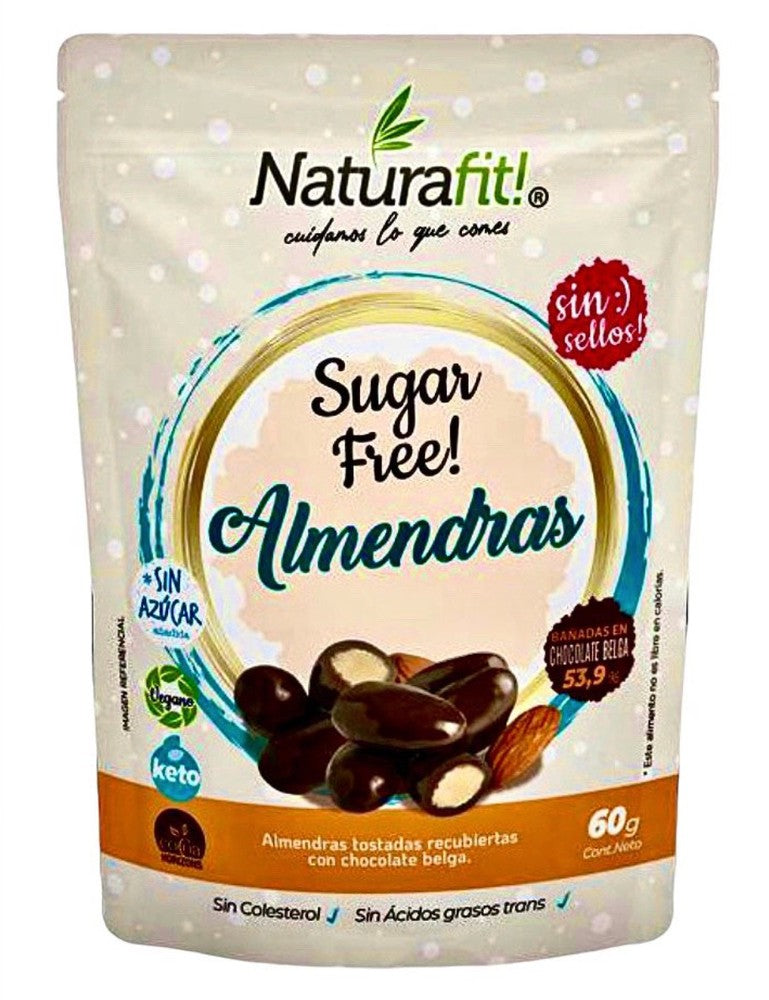 Naturafit - Almendras KETO cubiertas con chocolate Belga (vegano, sin azúcar) 60g