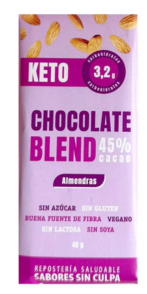 Sabores sin culpa - Chocolate keto blend almendras 45% cacao (sin gluten, vegano)