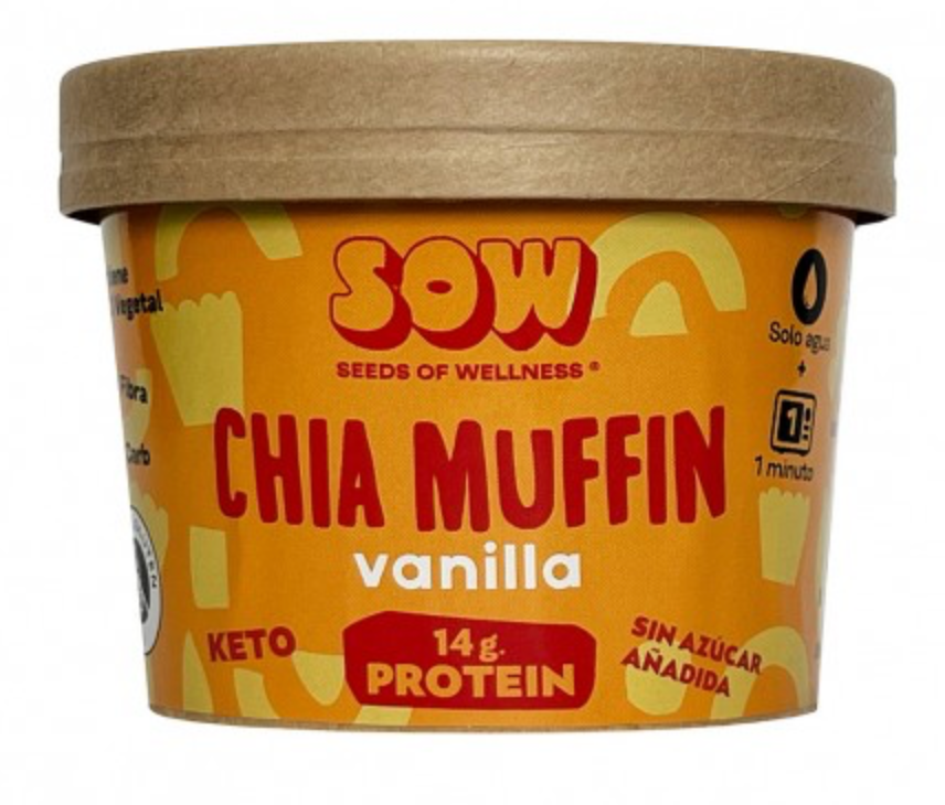 Sow - Chia muffin vainilla keto (sin gluten) - 14g proteina