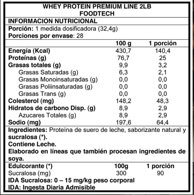 100% Whey Protein Premium Line 2lbs - Foodtech
