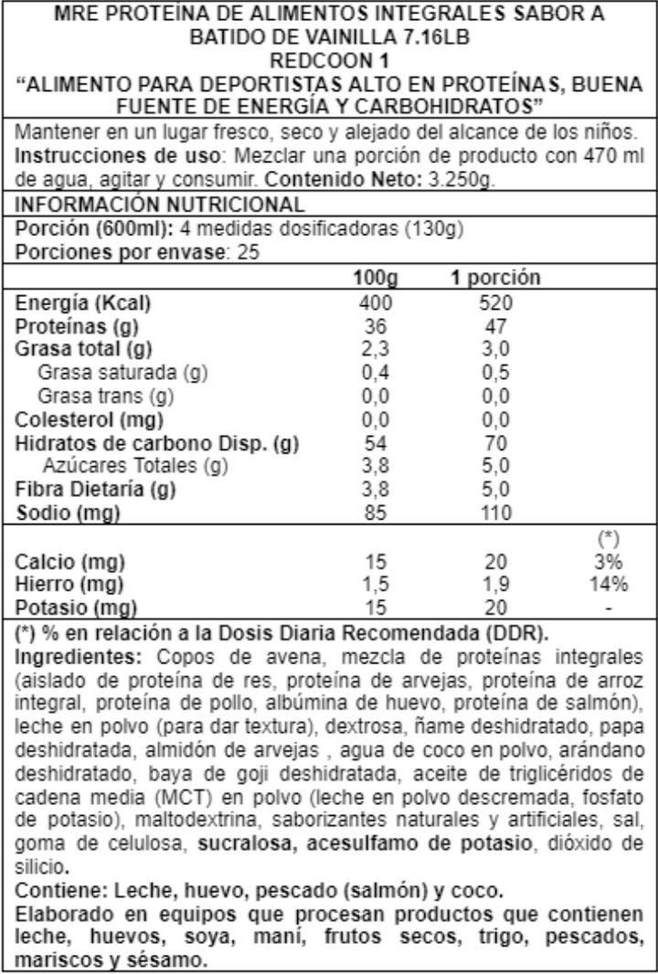 MRE MEAL REPLACEMENT 3.25KG - REDCON1