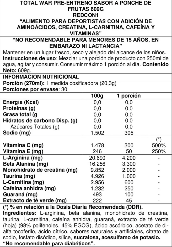 Total War Pre-Workout 600gr - Redcon1