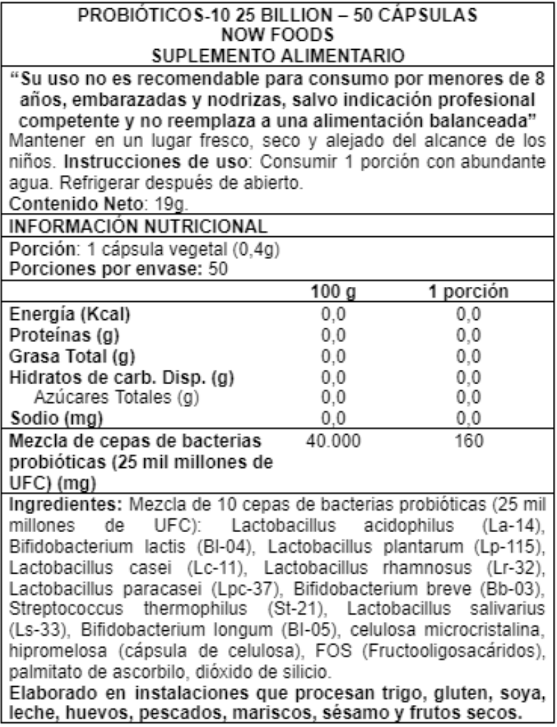 Probiotico 25 billion 50 caps - Now Foods