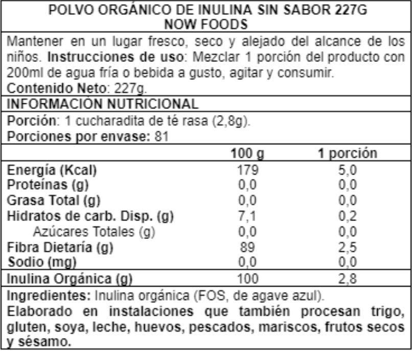 Inulin Powder 227g - Now Foods