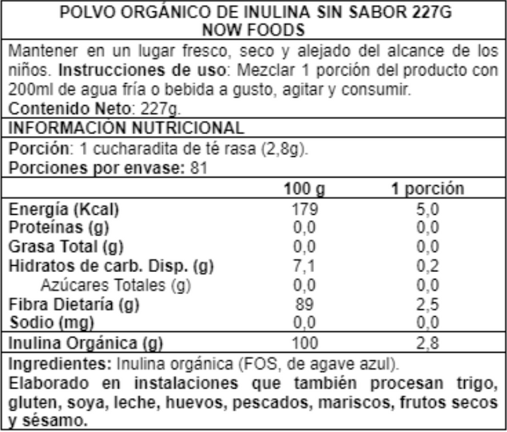 Inulin Powder 227g - Now Foods