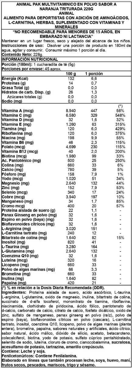 Animal Pak Powder - Animal Orange