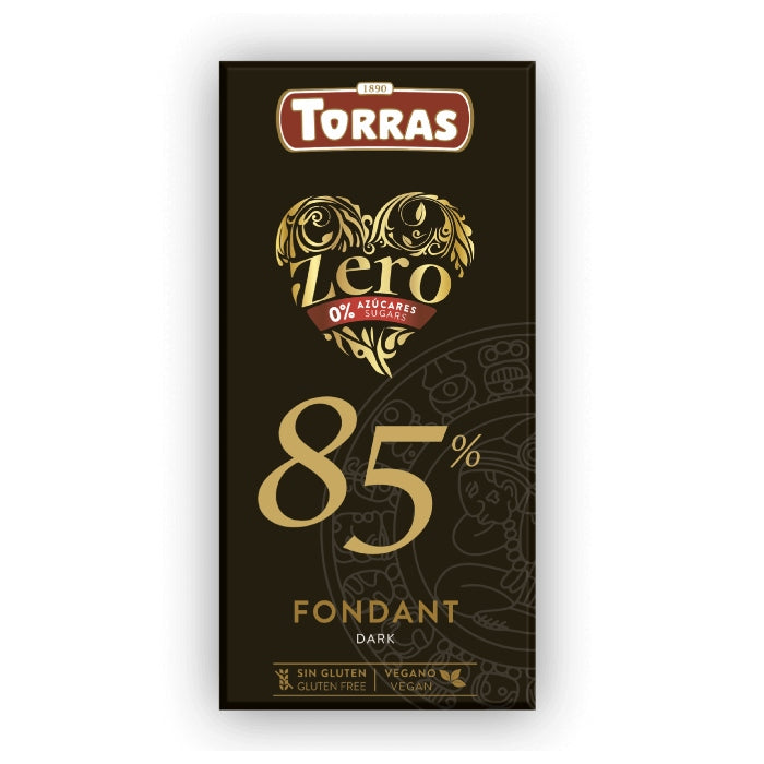 Torras - Chocolate zero negro 85% cacao (sin gluten o azúcar, vegano) 100g