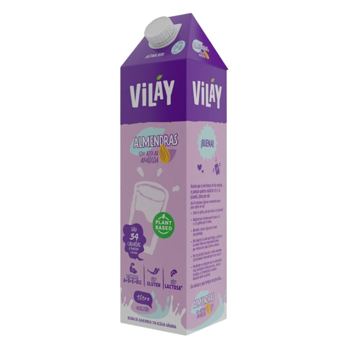 Vilay - Alimento líquido de Almendras 1L - Leche de almendras sin azúcar