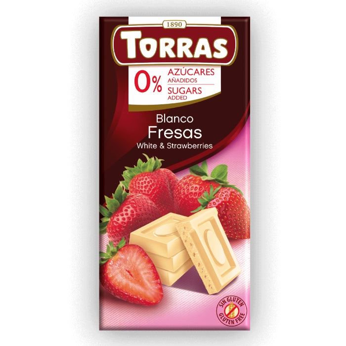 Chocolate Blanco Con Fresas (GF/S.Azúcar) 75g