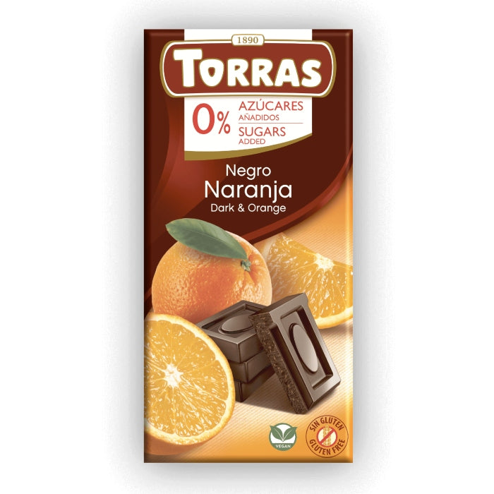 Torras - Chocolate negro naranja (sin azúcar o gluten) 75g