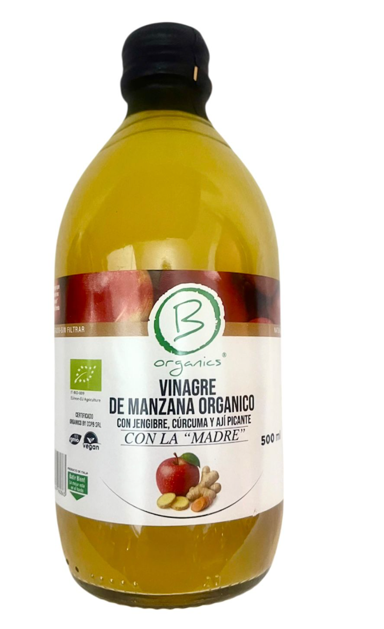 Vinagre de Manzana Jengibre Cúrcuma Ají 500ml