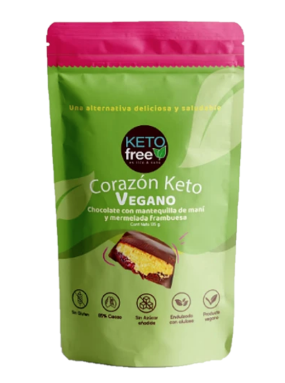 Corazon Keto Relleno Mant. maní y Frambuesa 3 Unids.