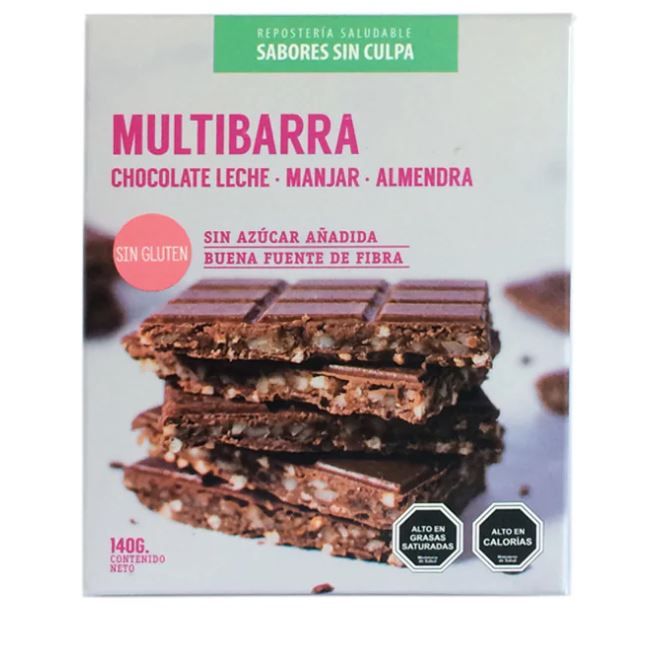 Multibarra Chocolate, Manjar y Almendras (sin azúcar o gluten) 140g