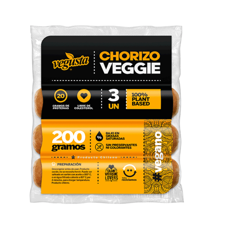 Vegusta - Chorizo Veggie 3 unid. 200g