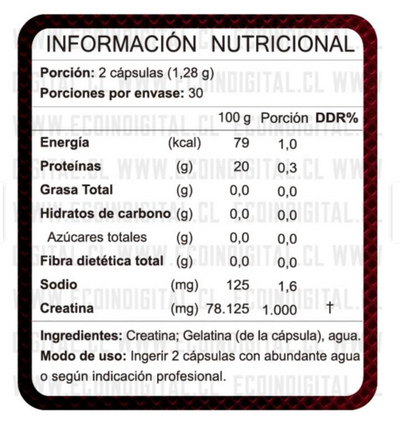 Creatina monohydrate 60 capsulas 500 mg
