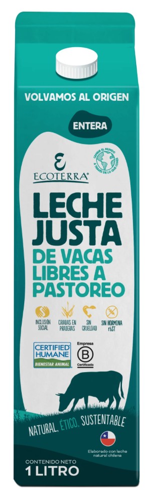 Ecoterra · Leche entera de Vacas libres pastoreo 1 Lt.