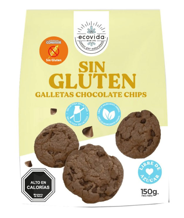 Ecovida - Galletas Chocolate Chips veganas (sin gluten o azúcar) 150g