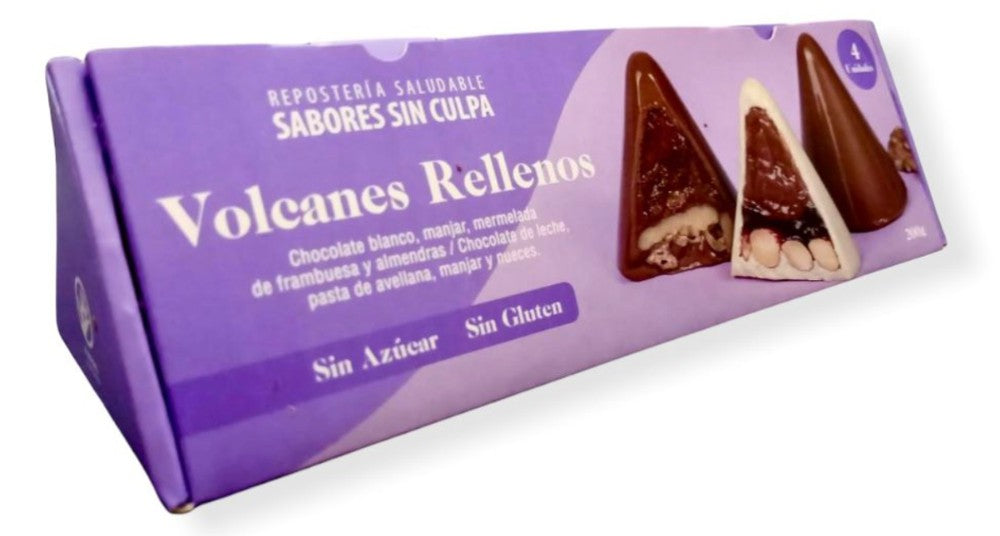 Volcanes chocolate blanco y chocolate de leche rellenos - Volcan sin gluten, sin azúcar