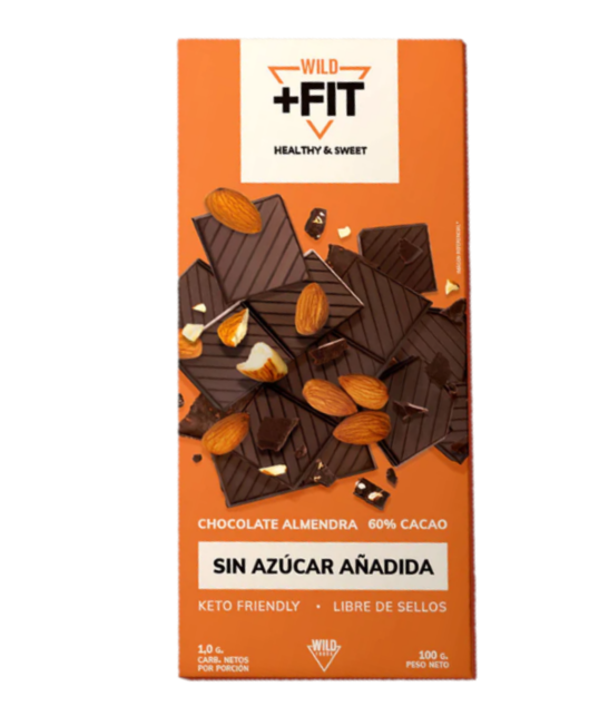 Wild Foods · Wild Fit Barra Keto de Chocolate con Almendras 60% cacao - 100g