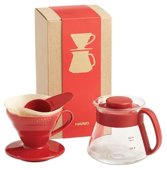 Hario - Cafetera V60-01 Ceramica roja - dripper con filtro