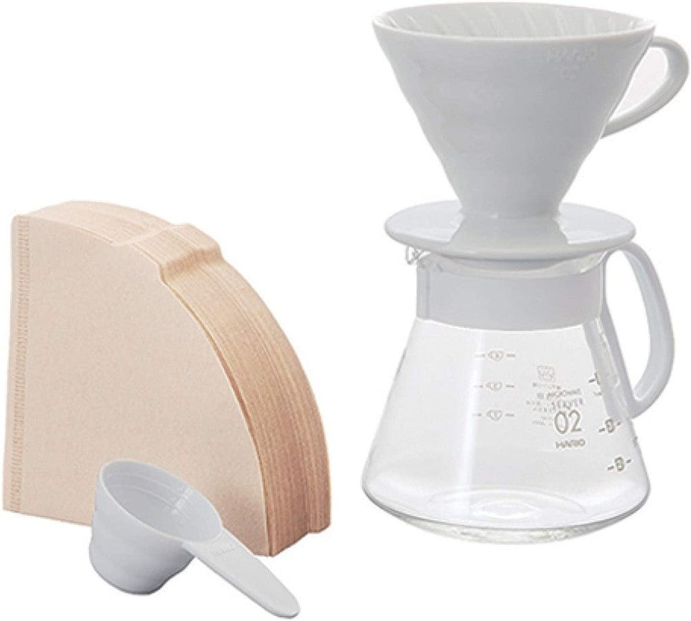 Hario - Cafetera V60-02 Ceramica blanco - dripper con filtro