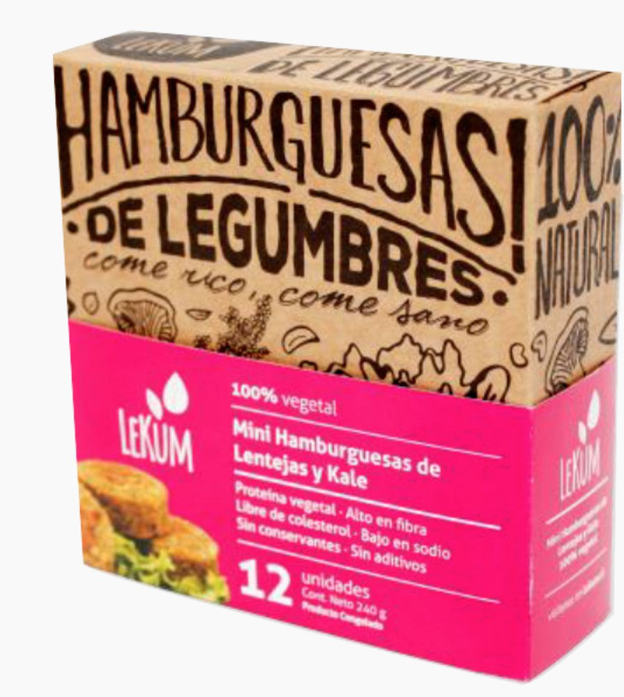 12 Mini Hamburguesas Veganas de Lentejas y Kale
