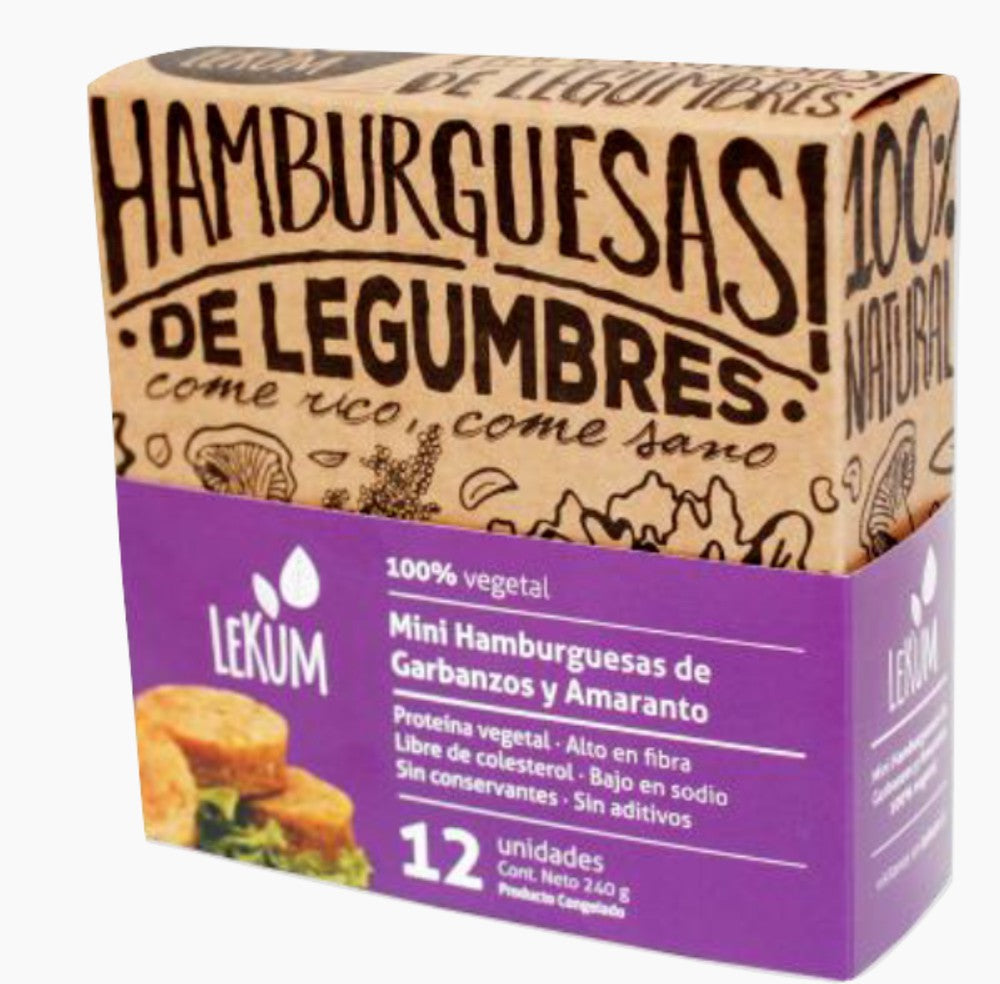12 Mini Hamburguesas Veganas de Garbanzo y Amaranto