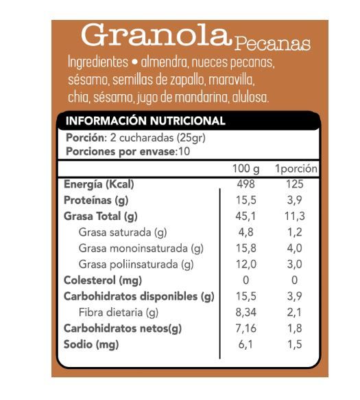 Granola Keto Pecanas Crunch Premium Low Carb - con alulosa