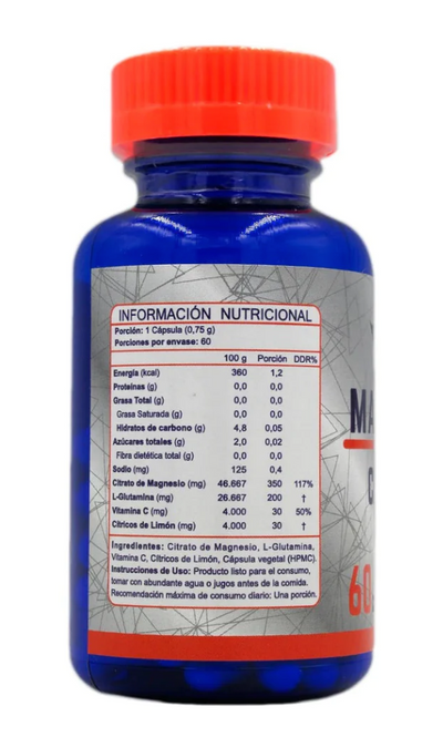 Magnesio Citrato 60 capsulas - Magnesio Vegano