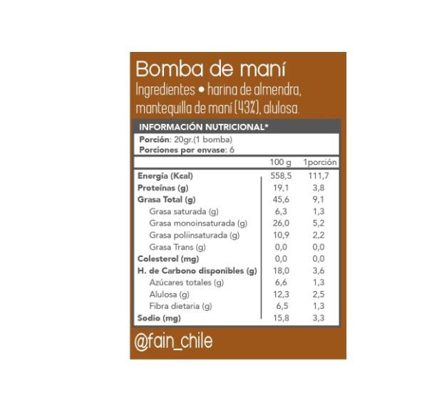 Fain - Bombas de mani KETO (sin gluten, vegano) 120g