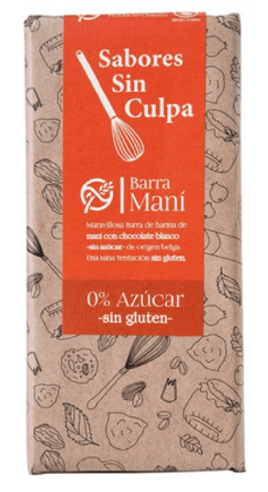 Sabores sin culpa - Chocolate Blanco Maní (sin gluten, sin azúcar) 80gr