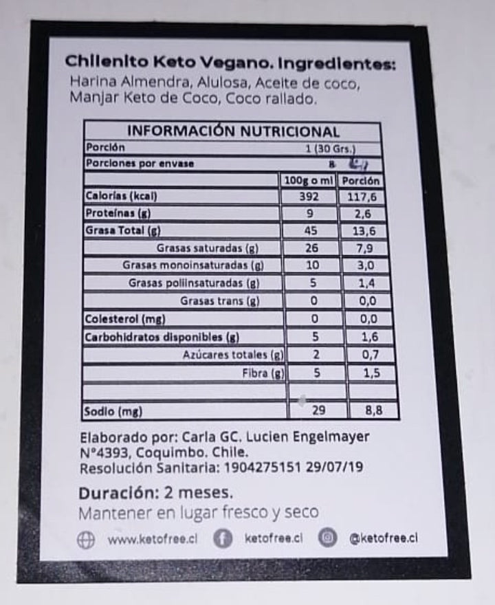 Chilenitos Veganos Keto con manjar 4 unid.