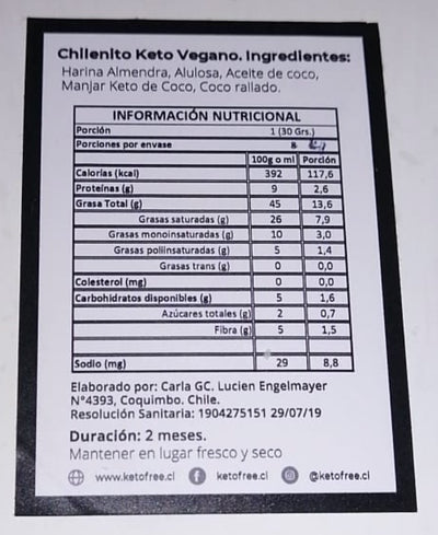 Keto Free - Chilenitos Veganos KETO con manjar 4 unid.