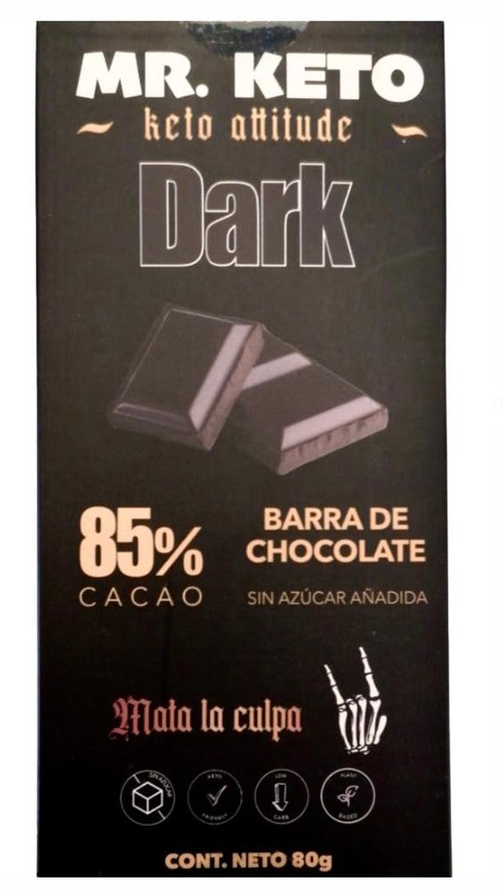 Mr. Keto - Barra KETO Chocolate Dark (vegano) 80g - 85% Cacao