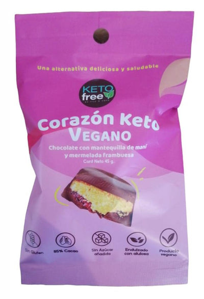 Keto Free - Corazón KETO Vegano Maní Frambuesa (sin gluten) 45g