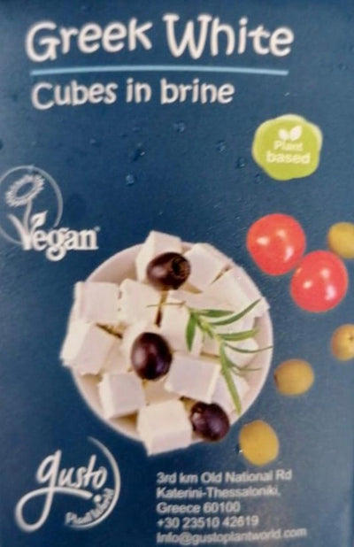 Gusto Plant World - Greek White Cubes in brine (vegano, sin gluten) 200g - Queso vegetal de cabra en cubos