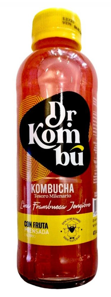 Dr. Kombu - Kombucha Lima Frambuesa Jengibre 475cc (vegano, sin gluten)