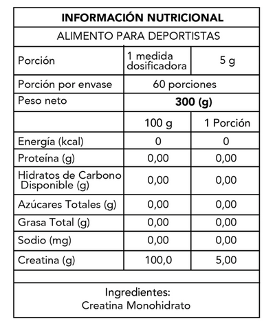 Creatina Monohidratada pura 300g - sin sabor
