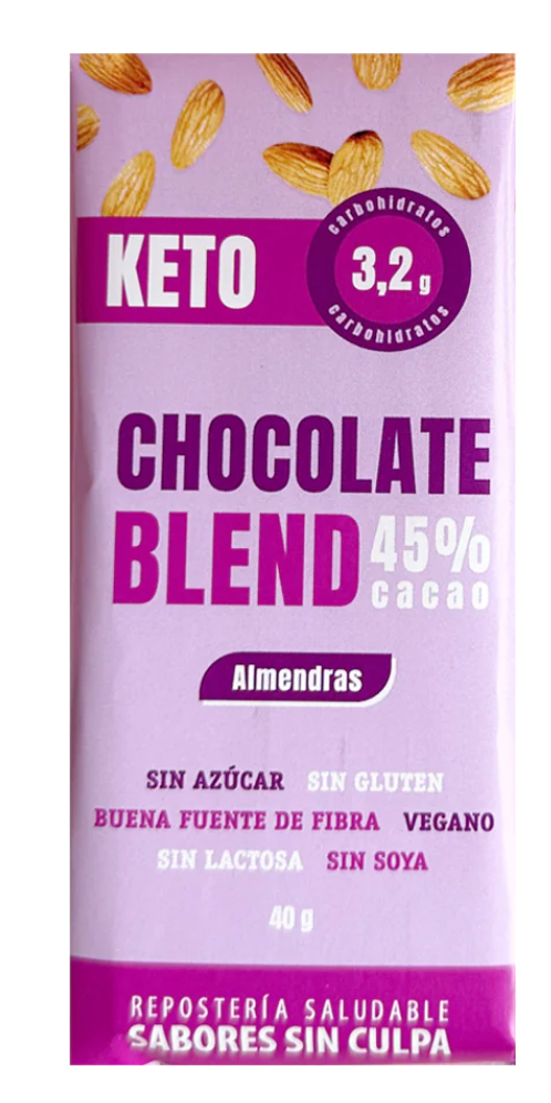 Chocolate keto blend almendras 45% cacao 40g