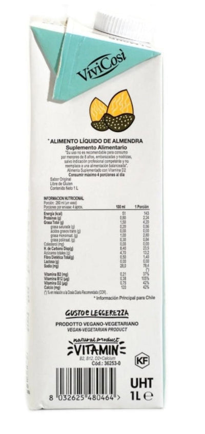 ViviCosi - Alimento líquido de Almendra (sin gluten, vegano)
