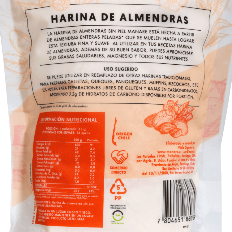 Harina de Almendras Sin Piel 400g