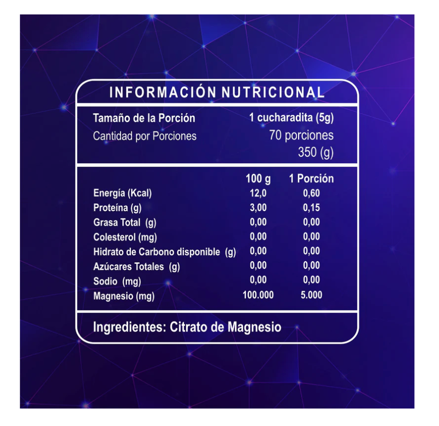 Citrato de Magnesio en polvo orgánico 350gr
