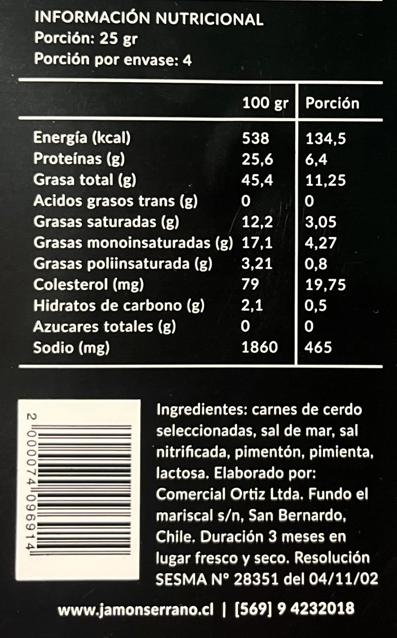 Chorizo riojano laminado 100g