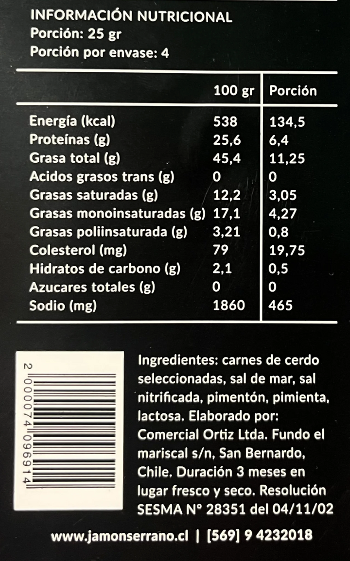 Chorizo riojano laminado 100g