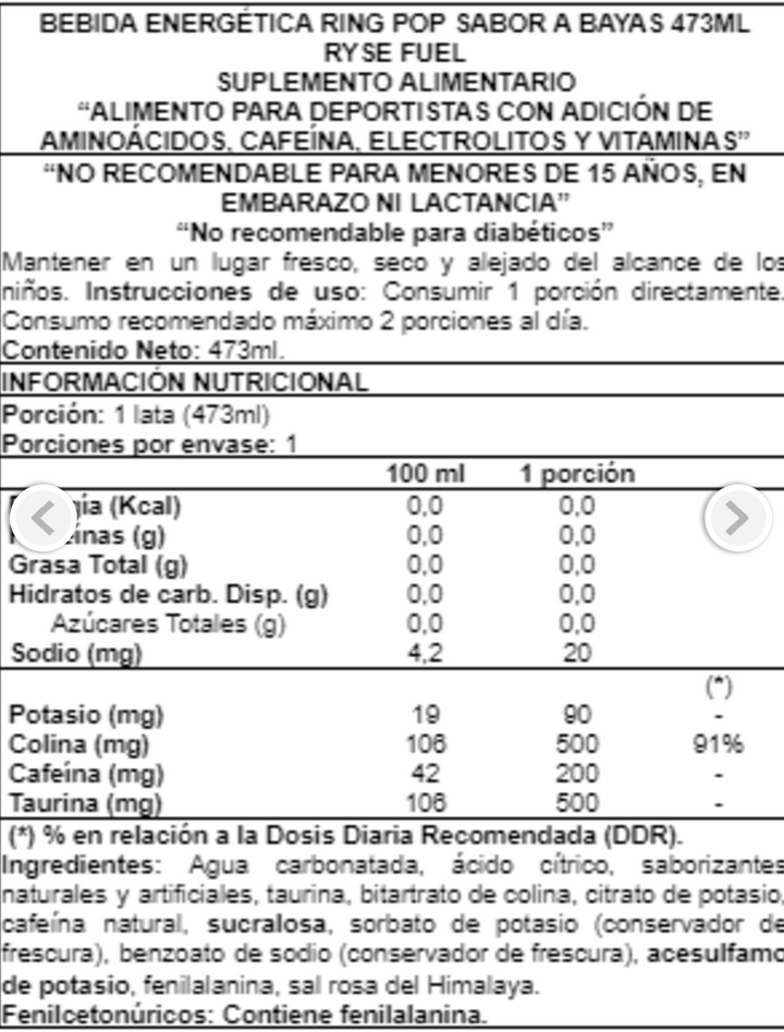Bebida energetica Ryse Fuel - 473ml