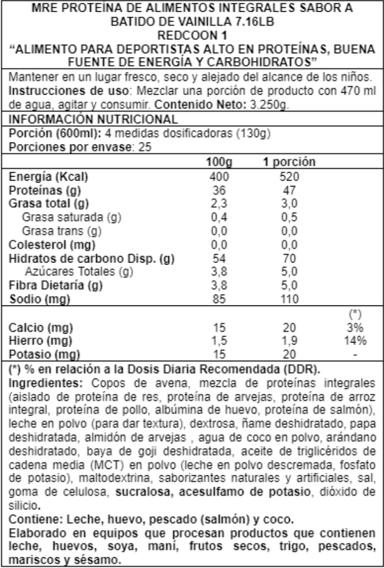 MRE MEAL REPLACEMENT 3.25KG - REDCON1