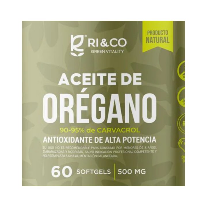 Aceite De Oregano 60 Cáps Soft Gel 90-95% De Carvacrol Ri&co